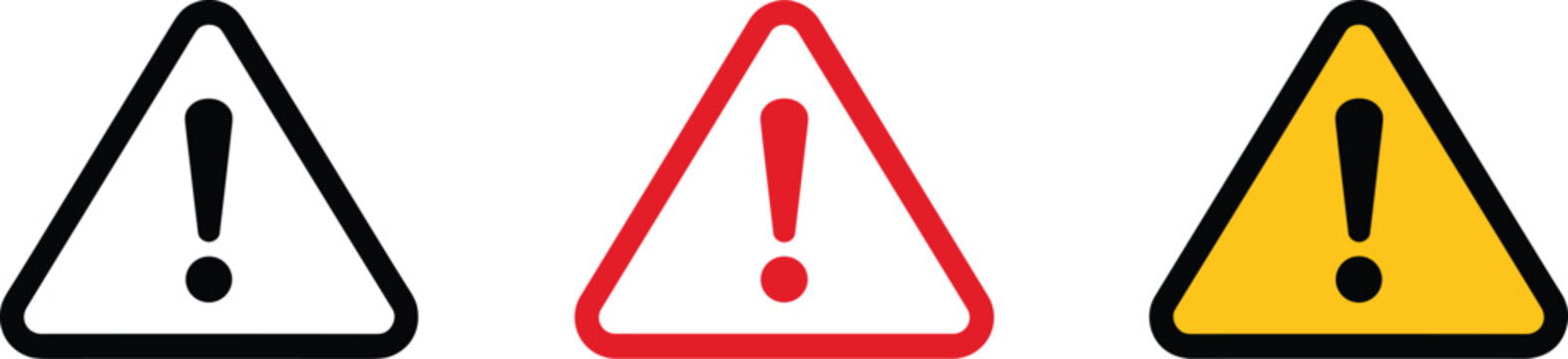 Triangular Caution Warning Signs with Exclamation Mark Symbols