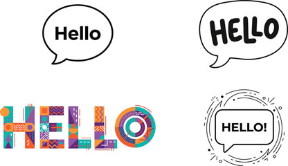 Colorful hello typography collection for greetings and communication designs © PNG master