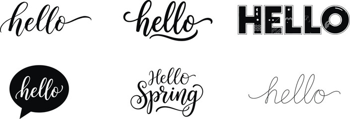 Variety of 'hello' lettering styles for design projects and greetings © PNG master