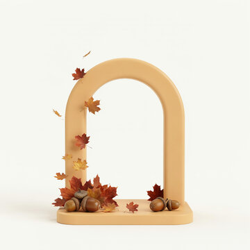 Autumn forest collection with pine cones, acorns and maple leaves. Natural fall harvest elements on white background. Seasonal organic decoration.