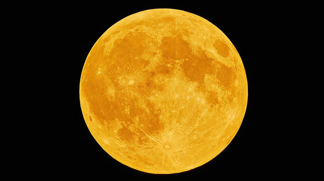 Full yellow moon appearing bright against dark night sky