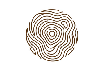 Abstract brown fingerprint circle pattern isolated on white background © teddy