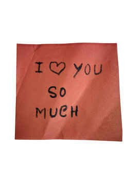 Red sticky note with handwritten i love you so much message