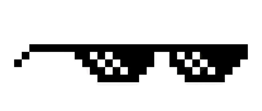 Pixelated Thug Life Sunglasses Isolated on White Background