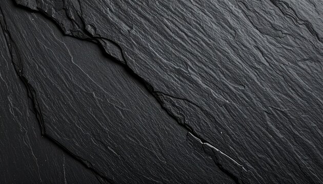 Black Slate Stone Texture with Layered Natural Rock, Dark Luxury Background