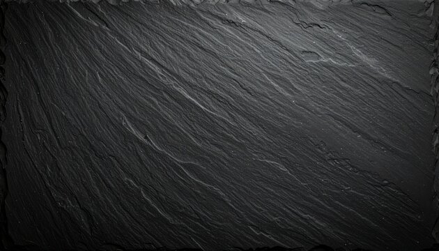 Black Slate Stone Texture Background, Natural Dark Rock Surface with Copy Space