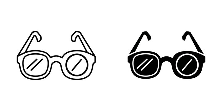 Classic eyeglasses frame vector icon set with eyeglasses spectacles eyesight accessory optician visionary isolated