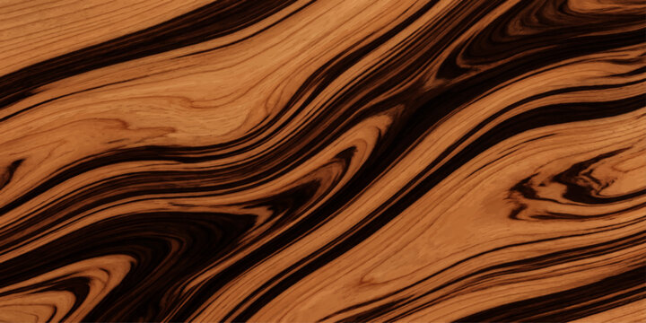 Striking natural wood grain pattern, featuring bold ebony streaks against a warm, polished mahogany background, creating a visually dynamic and luxurious texture.