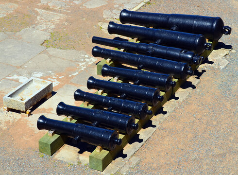 HALIFAX NOVA SCOTIA  CANADA: Cannons at Fort George a fortified summit of Citadel Hill, a National Historic Site of Canada in Halifax 