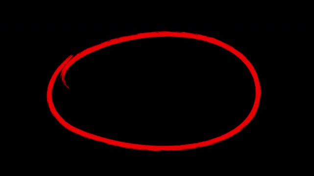 Hand-drawn red circle animation loop on transparent background, for highlighting and, emphasis doodle