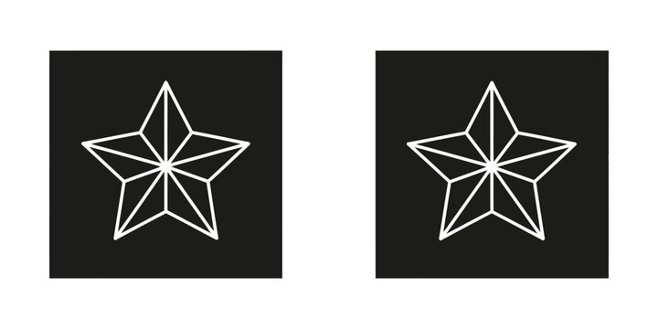 Classic five pointed geometric star icon set for design projects with geometric minimalist template achievement