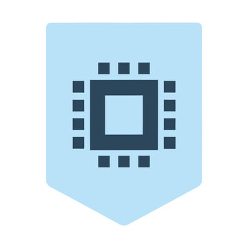 Microchip icon on a light blue banner