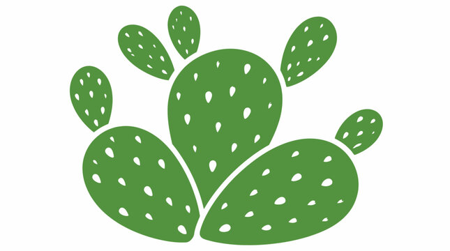 Green prickly pear cactus pads flat design icon