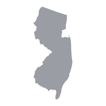 Grey map of New Jersey isolated on white background. Vector illustration