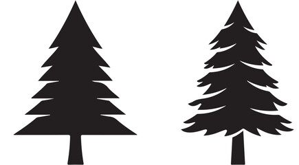 Fototapeta premium Pine tree silhouettes vector set with geometric and organic evergreen fir trees for nature design