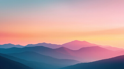 Fototapeta premium Serene mountain landscape at sunset with pastel colors creating tranquil atmosphere