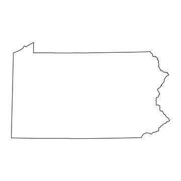 Blank map of Pennsylvania isolated on white background. Vector illustration