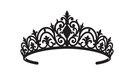 Intricate floral tiara silhouette against a white background © MDAbdul