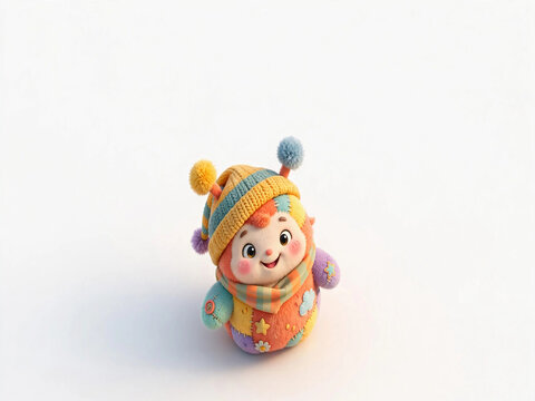 Quirky Animated 3D Avatar Curious Expression Minimal Background