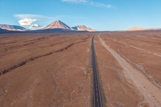 Desert highway through the chilean altiplano