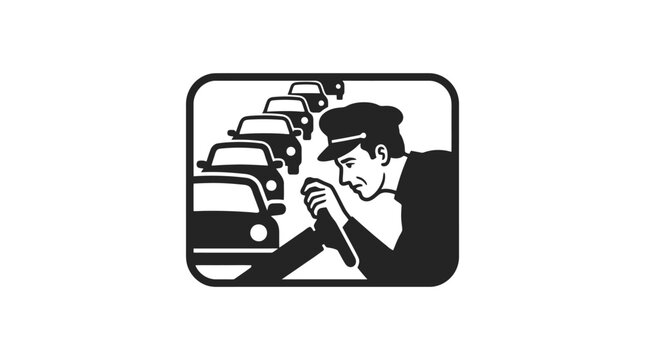Police officer directing traffic with hand signals.