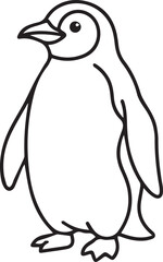 Obraz premium Cute Little Penguin Standing Simple Minimalist Line Art Illustration. 