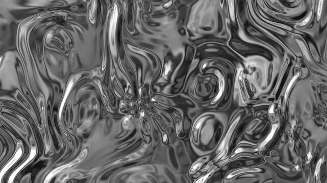Silver liquid shiny background. silver foil. Texture background Liquid metal surface (seamless loop) 4k