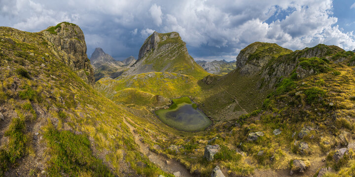 Alpine panorama above Lacs dAyous in the Pyrenees