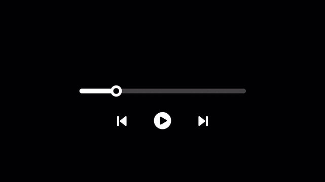 Modern Audio and Video Player Interface Animation on Transparent Background, Interactive Media Playback Controls Overlay, 4K with Alpha Channel