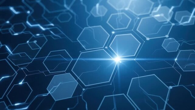 Abstract technological background with glowing hexagonal grid