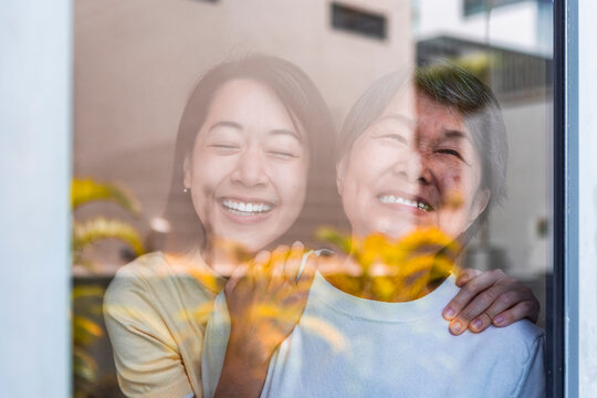 Loving bond between Asian mother and daughter