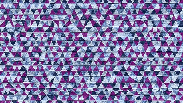 Geometric triangle pattern background, purple and blue mosaic texture, abstract low poly triangular wallpaper for digital design and motion graphics