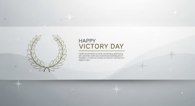 Victory Day, Happy Victory Day banner, golden laurel wreath, celebration background