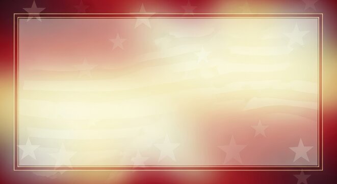 Golden starry frame background, shiny red border, white text space, festive holiday template