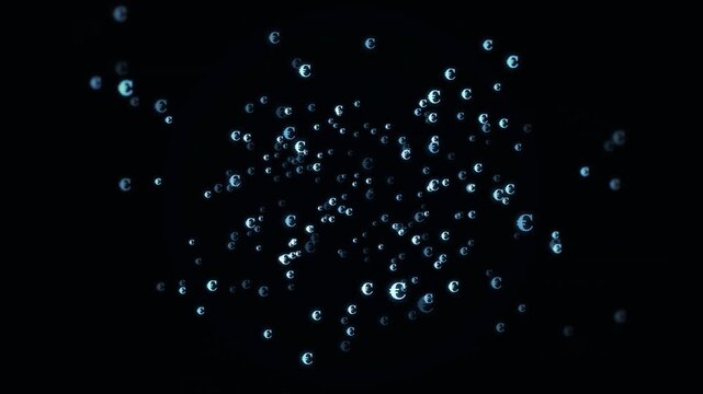 Floating Euro Currency Symbols in Abstract Financial Overlay
