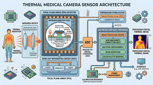 Thermal medical camera sensor architecture diagram