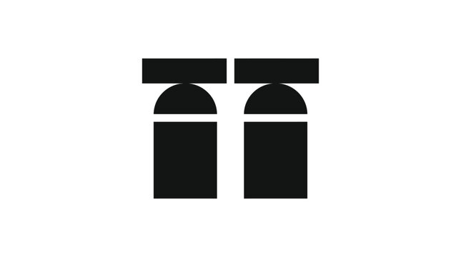 Minimalist black geometric logo icon featuring two symmetrical pillars with flat tops on white background