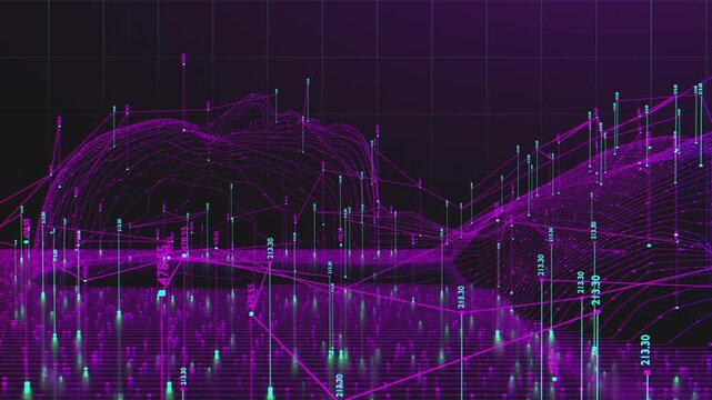 Futuristic digital human silhouette integrated with complex neural network. Abstract data visualization, HUD interface infographics and telemetry metrics analyzing human mind and artificial intelligen