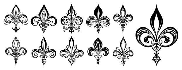 Fleur de lis symbols with ornate decorative details © Aisha Kudorova