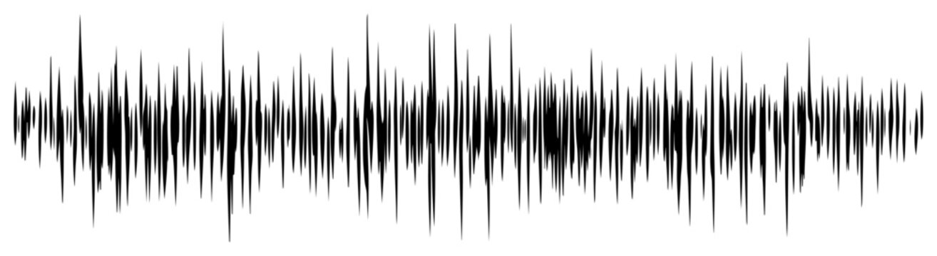 Audio waveform with dense frequency peaks in monochrome style