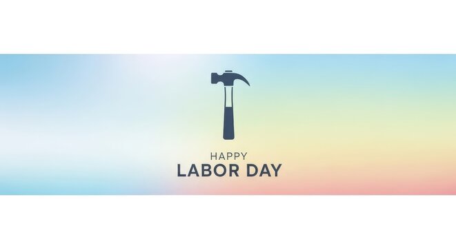 Labor Day, Happy Labor Day, Hammer Icon, Celebration Banner, Gradient Background