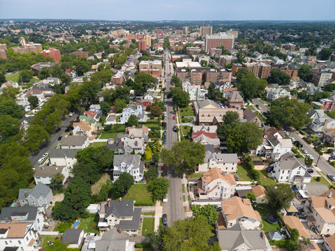 Aerial view of yonkers cityscape and residential area