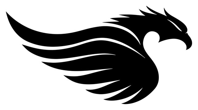 Eagle head with spread wing logo in minimalist silhouette style