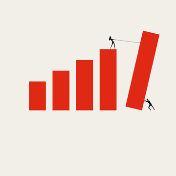 Business teamwork building growth vector concept. Symbol of collaborative strategy, collective effort, professional achievement, and team development. Minimal design eps10 illustration.