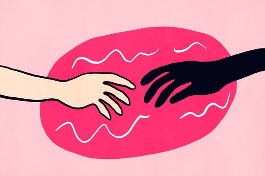 Abstract illustration of hands reaching for connection