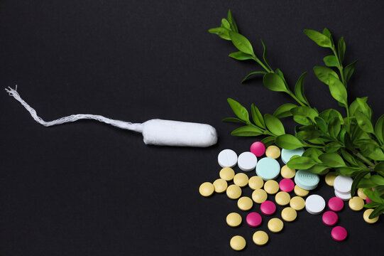 Women's health, treatment of women's diseases. Vaginal suppositories, pills blisters, tampon, awareness tape