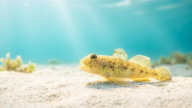 goby fish underwater close up in coral reef philippines morning light video