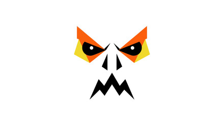 Fototapeta premium Scary Halloween Skull Face Icon Isolated on White Background