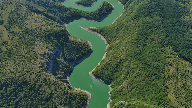 Curved meanders in canyon of Uvac river Serbia