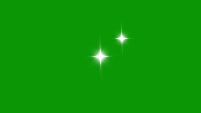 White Star Glow, Magical Sparkle Effect, Twinkling Sky Scene,  Dust Animation, Doodle Vector Artwork, Flash Rays Motion, green Screen Overlay, Seamless. 4K